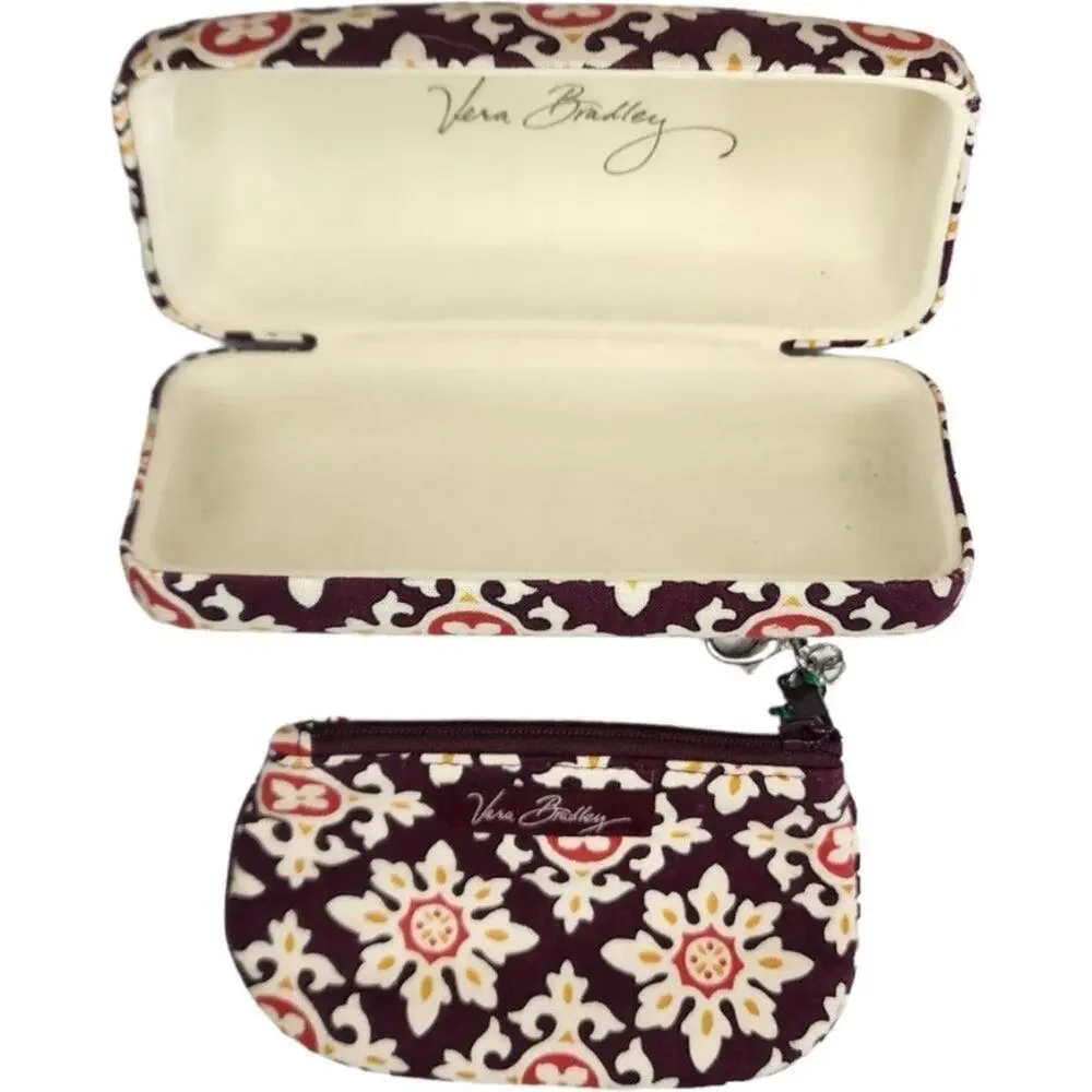 Vera Bradley‎ Eyeglass Case And Clip Zip ID Wallet Medallion Pattern